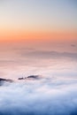 Morning clouds below Sarangkot view point near Pokhara in Nepal Royalty Free Stock Photo