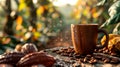 Morning coffee with cocoa beans Royalty Free Stock Photo