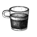 Morning coffee cup - hand-sketched illustration. Vector sketch of  mug with aromatic espresso coffee. Hot drink hand-drawing Royalty Free Stock Photo