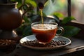 Morning coffee, each type unique in aroma and taste, served Royalty Free Stock Photo