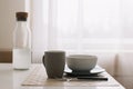 Morning coffee at home. coffee cups. flat lay