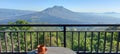 Morning coffee with mount Batur as background