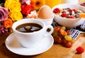Morning coffee served with a healthy breakfast Royalty Free Stock Photo