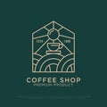 Morning Coffee shop logo design vector, vintage coffee logo illustration with outline style, best for restaurant, cafe, beverages Royalty Free Stock Photo