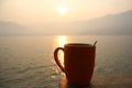 Morning coffee and sunrise Royalty Free Stock Photo