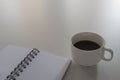 Morning coffee White cup on White wooden table. light and Shadow Royalty Free Stock Photo