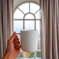 Morning Coffee White Mug Window View Cozy Home Royalty Free Stock Photo