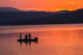 Morning Colors Boat Bass Fishing Dam Royalty Free Stock Photo