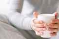 Morning coziness man pyjamas favourite drink cup Royalty Free Stock Photo