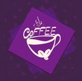 Morning cup of coffee on Color background. Vintage style vector illustration.