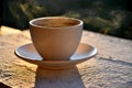 Morning cup of coffee on the terrace. Royalty Free Stock Photo