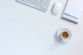 Morning Cup of Coffee on white Office Table