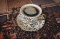Morning cup of fragrant, strong coffee