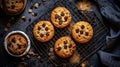 Morning Delight: Chocolate Chip Cookies on a Cooling Rack