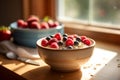 Morning Delight: Creamy Oatmeal with Fresh Berries and Nuts