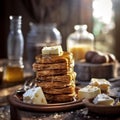 Morning Delight: Golden Pancakes with Maple Syrup and Butter