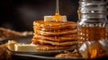 Morning Delight: Stack of Pancakes with Melting Butter and Syrup Drizzle