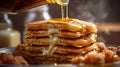 Morning Delight: Stack of Pancakes with Melting Butter and Syrup Drizzle