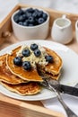 Morning delight with sweet blueberry pancakes and strong coffee