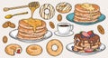 Morning desserts set stickers colorful