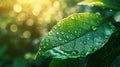 Morning Dew on Green Leaf: Macro Water Drops with Beautiful Texture and Natural Background in Sunlight Royalty Free Stock Photo