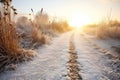 morning dew on a snow-bound country pathway Royalty Free Stock Photo