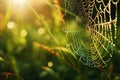 Morning Dew: Spider\'s Web in Ethereal Detail Royalty Free Stock Photo