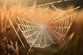 Morning Dew: Spider\'s Web in Ethereal Detail Royalty Free Stock Photo