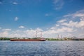 Morning Dnipro river panorama Kiev Ukraine city landscape nature cityscape