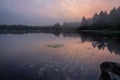 Morning down on the lake with fog Royalty Free Stock Photo