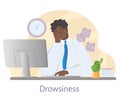 Morning drowsiness at work concept Royalty Free Stock Photo