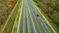 Morning empty highway, aerial from drone