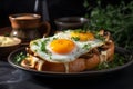 Morning feast Sunny side up eggs served on a well set breakfast table Royalty Free Stock Photo