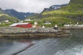Morning in fishing village on Norwegian fjord Royalty Free Stock Photo