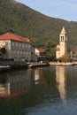 Morning in the fishing village Stoliv in Montenegro Royalty Free Stock Photo
