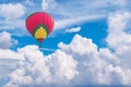 Flight of the hot air balloon above the clouds Royalty Free Stock Photo