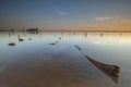 Morning Floating With Reflection During Summer Sunrise at Jubakar Beach Kelantan Royalty Free Stock Photo