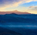 Morning fog in autumn Carpathian