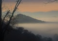 Morning Fog Bank in the Valley in North Carolina Royalty Free Stock Photo