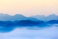 Morning fog in dense tropical rainforest, kaeng krachan, thailand Royalty Free Stock Photo