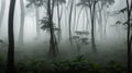 morning fog in dense tropical rainforest, kaeng krachan, thailand Royalty Free Stock Photo