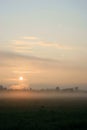 Morning fog hangs over the city Royalty Free Stock Photo