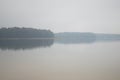 Morning fog on the lake. Autumn (Pisochne ozero, Ukraine). Royalty Free Stock Photo