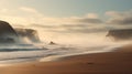 Morning Fog: A Motion Blur Panorama Of Nat Young Facing The Ocean