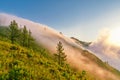 The morning fog on the mountains Royalty Free Stock Photo