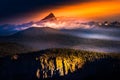 Morning Fog Mt Thielsen at Sunrise Oregon Landscape