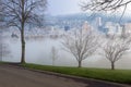 Morning Fog over City of Portland Skyline Royalty Free Stock Photo