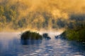 Morning fog over a quiet river Royalty Free Stock Photo