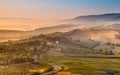 Morning Fog over Tuscan Country, Italy Royalty Free Stock Photo