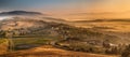 Morning Fog over Tuscan Country, Italy Royalty Free Stock Photo